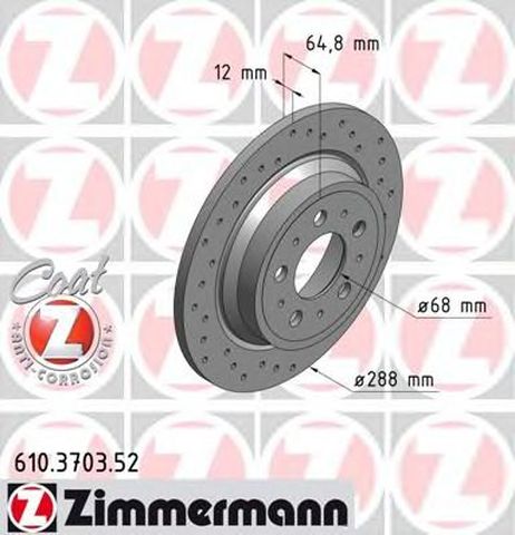 фото Zimmermann 610370352 Диск тормозной | зад | Zimmermann 610370352 Диск тормозной | зад |