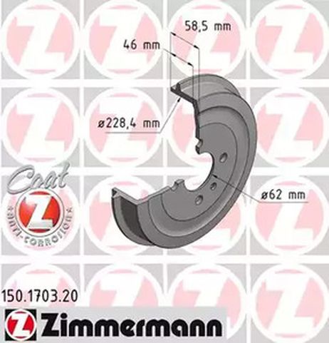 фото Zimmermann 150170320 Барабан тормозной Zimmermann 150170320 Барабан тормозной