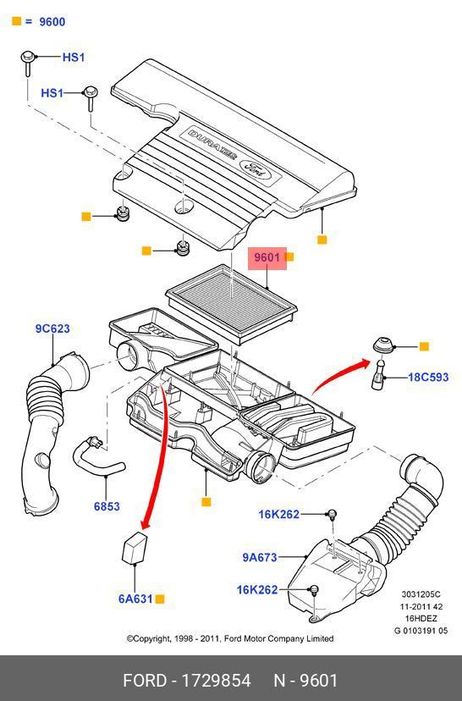 фото Ford 1729854 Фильтр воздушный Ford 1729854 Фильтр воздушный
