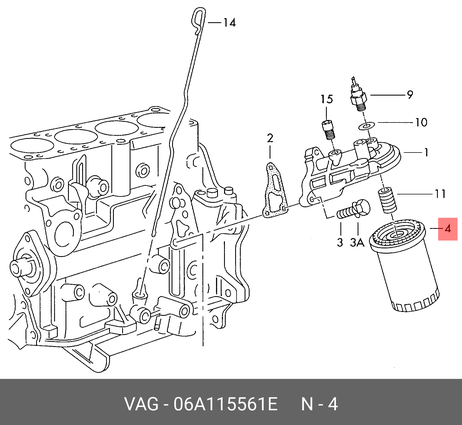 фото VAG 06A 115 561 E Фильтр масляный VAG 06A 115 561 E Фильтр масляный