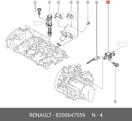 фото Renault 82 00 647 559 Датчик положения коленчатого вала Renault 82 00 647 559 Датчик положения коленчатого вала