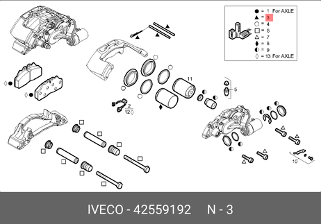 фото Iveco 42559192 Ремкомплект суппорта заднего eurocargo (направляющие колодок) Iveco 42559192 Ремкомплект суппорта заднего eurocargo (направляющие колодок)