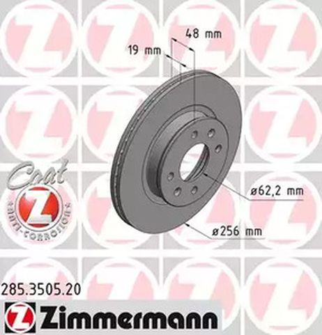 фото Zimmermann 285350520 Диск тормозной | перед | Zimmermann 285350520 Диск тормозной | перед |