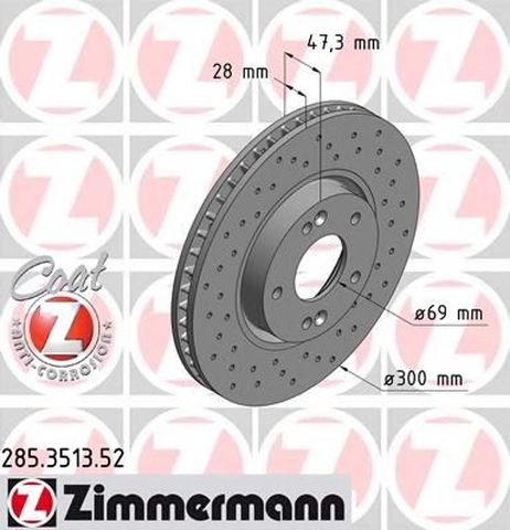 фото Zimmermann 285351352 Диск тормозной | перед | Zimmermann 285351352 Диск тормозной | перед |