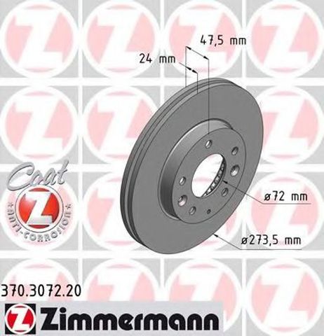 фото Zimmermann 370307220 Диск тормозной | перед | Zimmermann 370307220 Диск тормозной | перед |