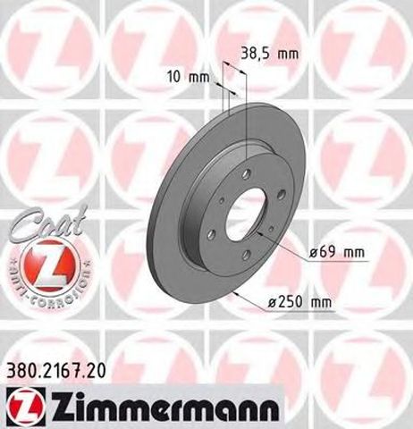 фото Zimmermann 380216720 Диск тормозной | зад | Zimmermann 380216720 Диск тормозной | зад |