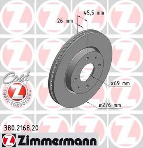 фото Zimmermann 380216820 Диск тормозной | перед | Zimmermann 380216820 Диск тормозной | перед |