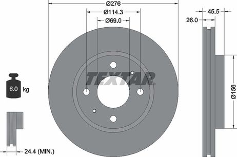 фото Textar 92148703 Диск тормозной с покрытием PRO | перед прав/лев | Textar 92148703 Диск тормозной с покрытием PRO | перед прав/лев |