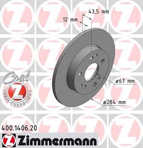 фото Zimmermann 400140620 Диск тормозной | перед | Zimmermann 400140620 Диск тормозной | перед |