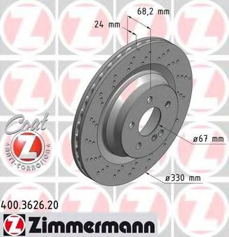 фото Zimmermann 400362620 Диск тормозной | зад | Zimmermann 400362620 Диск тормозной | зад |