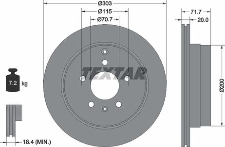 фото Textar 92165503 Диск тормозной с покрытием PRO | зад | Textar 92165503 Диск тормозной с покрытием PRO | зад |