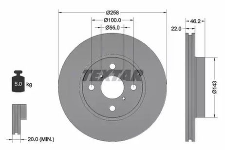 фото Textar 92164203 Диск тормозной с покрытием PRO | перед | Textar 92164203 Диск тормозной с покрытием PRO | перед |