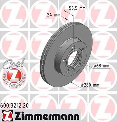 фото Zimmermann 600321220 Диск тормозной | перед | Zimmermann 600321220 Диск тормозной | перед |