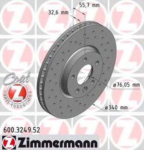 фото Zimmermann 600324952 Диск тормозной | перед | Zimmermann 600324952 Диск тормозной | перед |