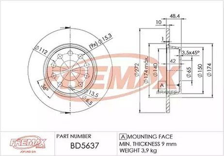 фото FREMAX BD-5637 Диск тормозной | зад | FREMAX BD-5637 Диск тормозной | зад |