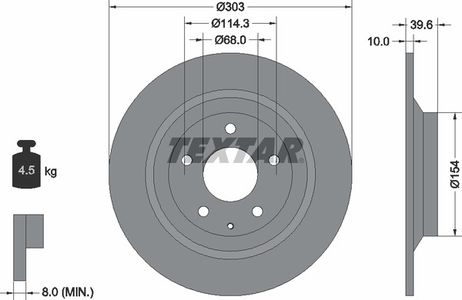фото Textar 92242703 Диск тормозной с покрытием PRO | зад | Textar 92242703 Диск тормозной с покрытием PRO | зад |