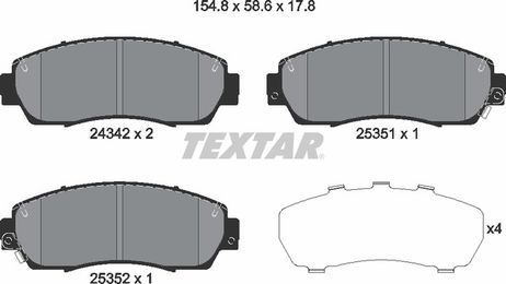 фото Textar 2434201 Колодки тормозные дисковые | перед | Textar 2434201 Колодки тормозные дисковые | перед |