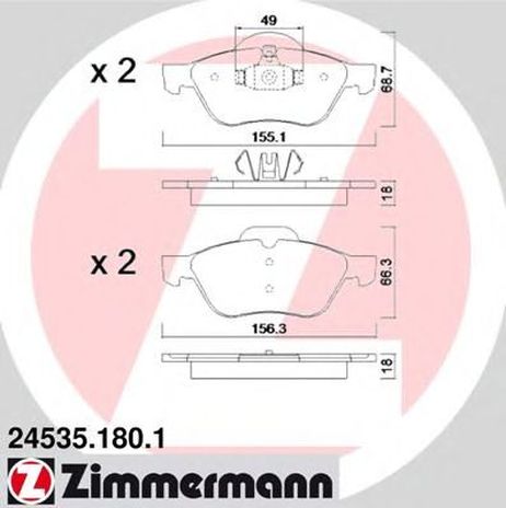 фото Zimmermann 24535.180.1 Колодки тормозные дисковые | перед | Zimmermann 24535.180.1 Колодки тормозные дисковые | перед |