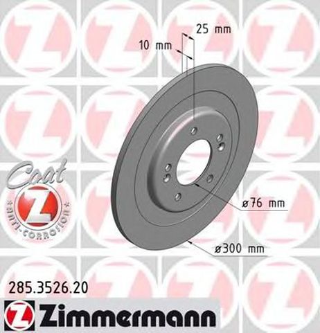 фото Zimmermann 285.3526.20 Диск тормозной | зад | Zimmermann 285.3526.20 Диск тормозной | зад |