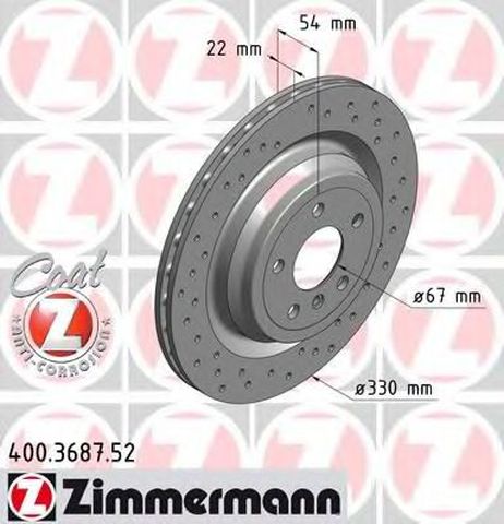 фото Zimmermann 400.3687.52 Диск тормозной | зад | Zimmermann 400.3687.52 Диск тормозной | зад |