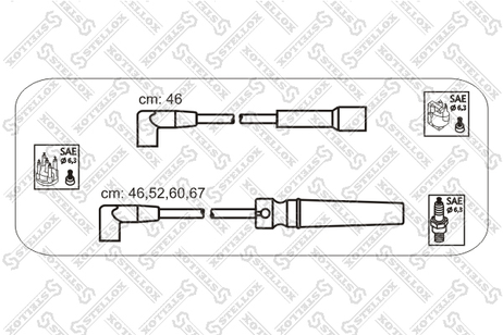 фото Stellox 10-30043-SX Ком-т проводов Daewoo Espero/Nexia 1.5 Stellox 10-30043-SX Ком-т проводов Daewoo Espero/Nexia 1.5