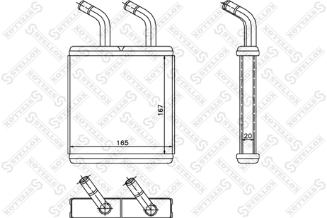 фото Stellox 10-35123-SX Радиатор печки KIA Rio all 00-05 Stellox 10-35123-SX Радиатор печки KIA Rio all 00-05