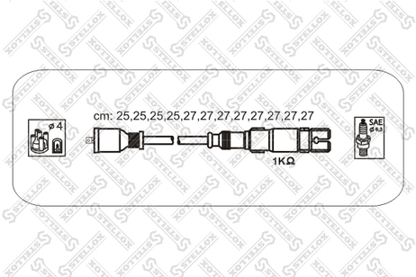 фото Stellox 10-38436-SX К-кт проводов 12 провод. Chrysler, MB Stellox 10-38436-SX К-кт проводов 12 провод. Chrysler, MB