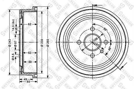 фото Stellox 6025-3614-SX Барабан торм. Opel Astra 1.4-1.7d 98> T2 | зад | Stellox 6025-3614-SX Барабан торм. Opel Astra 1.4-1.7d 98> T2 | зад |
