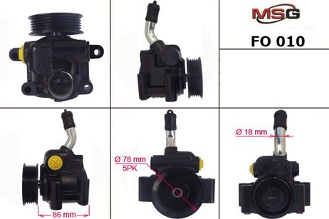 фото MSG FO010 Насос ГУР новый Ford Fiesta 2001-2007, Ford Fusion 2002-, Mazda 2 2003-2007 MSG FO010 Насос ГУР новый Ford Fiesta 2001-2007, Ford Fusion 2002-, Mazda 2 2003-2007