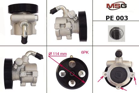 фото MSG PE003 Насос ГУР новый Peugeot 306 1993-2002, Citroen Xsara 1997-1999, Peugeot 405 1992-1996, Peugeot 40 MSG PE003 Насос ГУР новый Peugeot 306 1993-2002, Citroen Xsara 1997-1999, Peugeot 405 1992-1996, Peugeot 40
