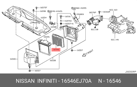 фото Nissan 16546-EJ70A Фильтр воздушный Nissan 16546-EJ70A Фильтр воздушный
