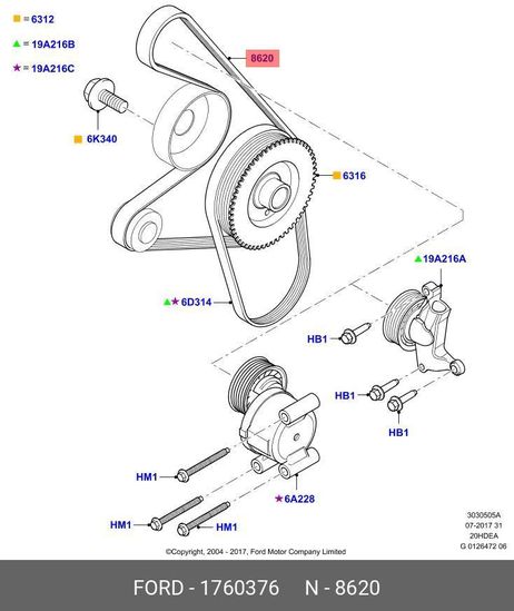 фото Ford 1760376 Ремень поликлиновый Ford 1760376 Ремень поликлиновый