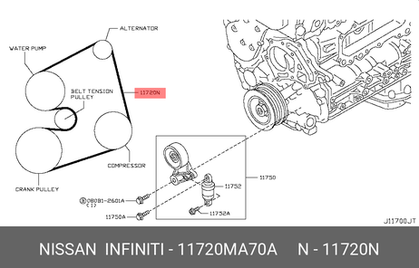 фото Nissan 11720-MA70A Ремень поликлиновый Nissan 11720-MA70A Ремень поликлиновый