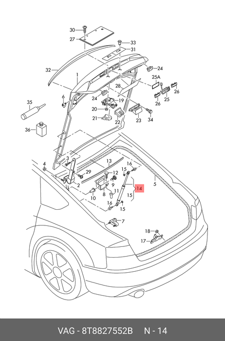 VAG 8T8827552B Амортизатор крышки багажника