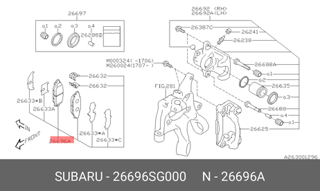 фото Subaru 26696SG000 Колодки тормозные дисковые | зад | Subaru 26696SG000 Колодки тормозные дисковые | зад |
