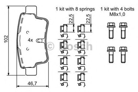 фото Bosch 986494222 Комплект тормозных колодок, дисковый тормоз Bosch 986494222 Комплект тормозных колодок, дисковый тормоз