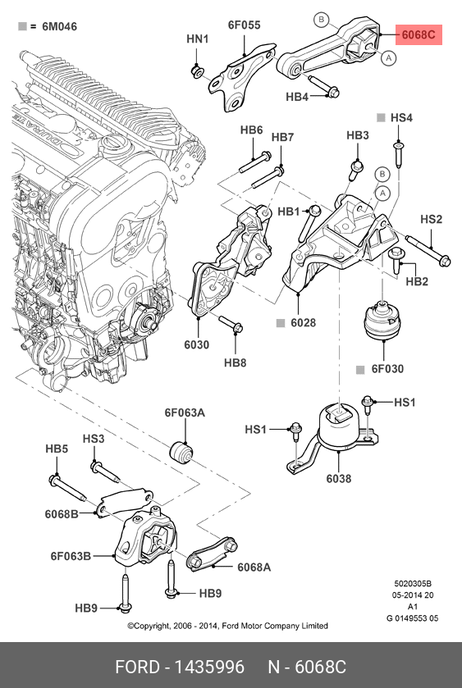 фото Ford 1435996 Подушка двигателя | зад прав | Ford 1435996 Подушка двигателя | зад прав |