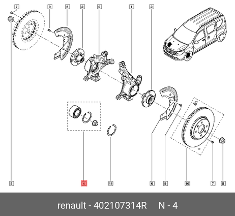 фото Renault 402107314R Комплект подшипника ступицы колеса | перед | Renault 402107314R Комплект подшипника ступицы колеса | перед |