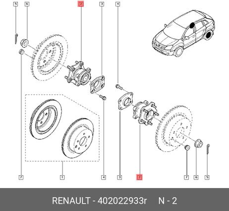 Renault 402022933R Ступица колеса | зад |
