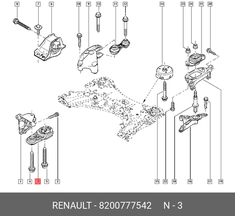 фото Renault 8200777542 Подвеска, двигатель | перед лев | Renault 8200777542 Подвеска, двигатель | перед лев |