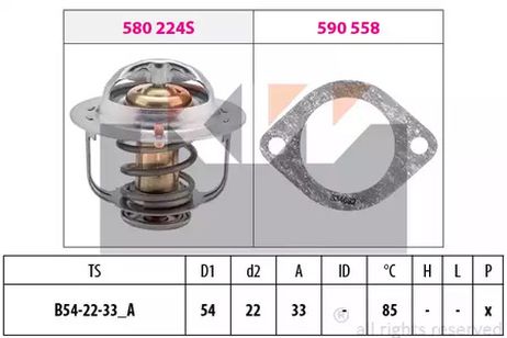 фото KW 580224 Термостат, охлаждающая жидкость KW 580224 Термостат, охлаждающая жидкость