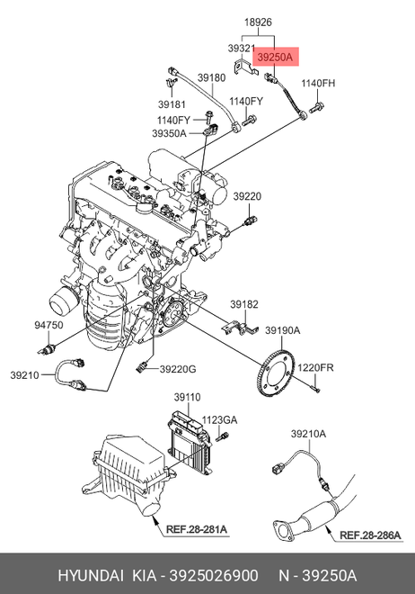 фото Hyundai/Kia 3925026900 Датчик детонации Hyundai/Kia 3925026900 Датчик детонации
