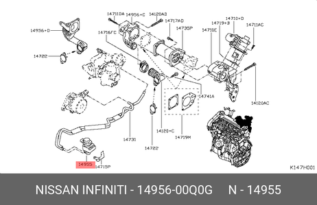 фото Nissan 14956-00Q0G Преобразователь давления, управление ОГ Nissan 14956-00Q0G Преобразователь давления, управление ОГ