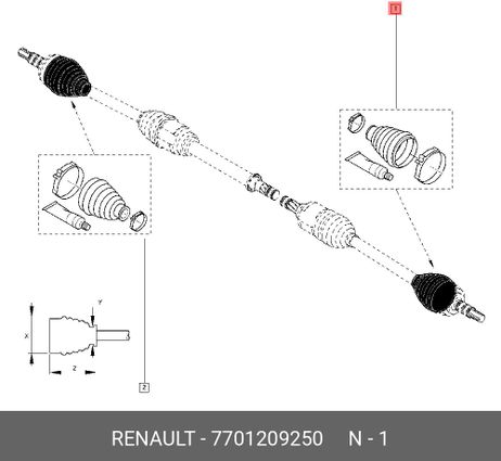 фото Renault 7701209250 Комплект пылника, приводной вал Renault 7701209250 Комплект пылника, приводной вал