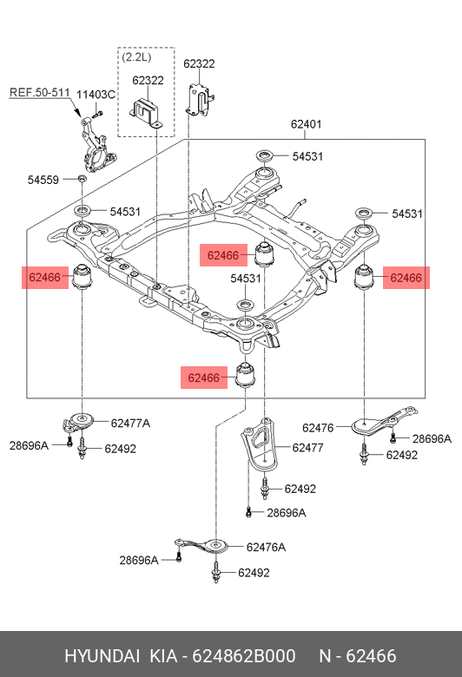 фото Hyundai/Kia 624862B000 Сайлентблок балки моста Hyundai/Kia 624862B000 Сайлентблок балки моста