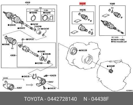 фото Toyota 04427-28140 Комплект пылника, приводной вал Toyota 04427-28140 Комплект пылника, приводной вал