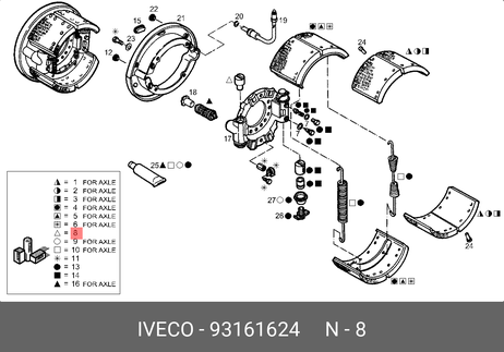Iveco 93161624 Ремкомплект тормозного опорного диска(распорный поршень) eurostar