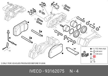 Iveco 93162075 Ремкомплект суппорта eurocargo (пыльн. манжеты) 60-65-75