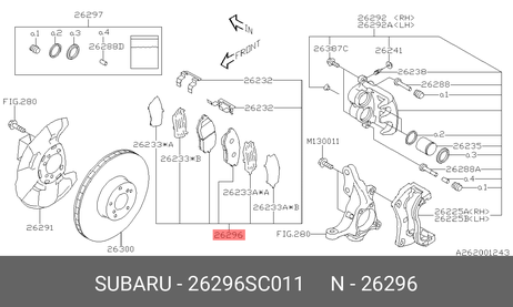 фото Subaru 26296-SC011 Колодки дисковые 26296-sc011 | перед | Subaru 26296-SC011 Колодки дисковые 26296-sc011 | перед |