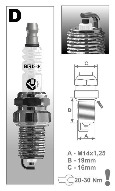 фото Brisk DR15YC9 Свеча super r Brisk DR15YC9 Свеча super r